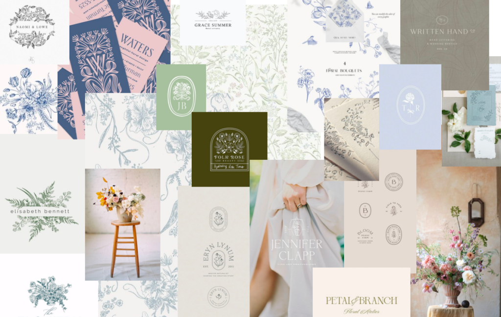 Brand mood board for a New England wedding planner